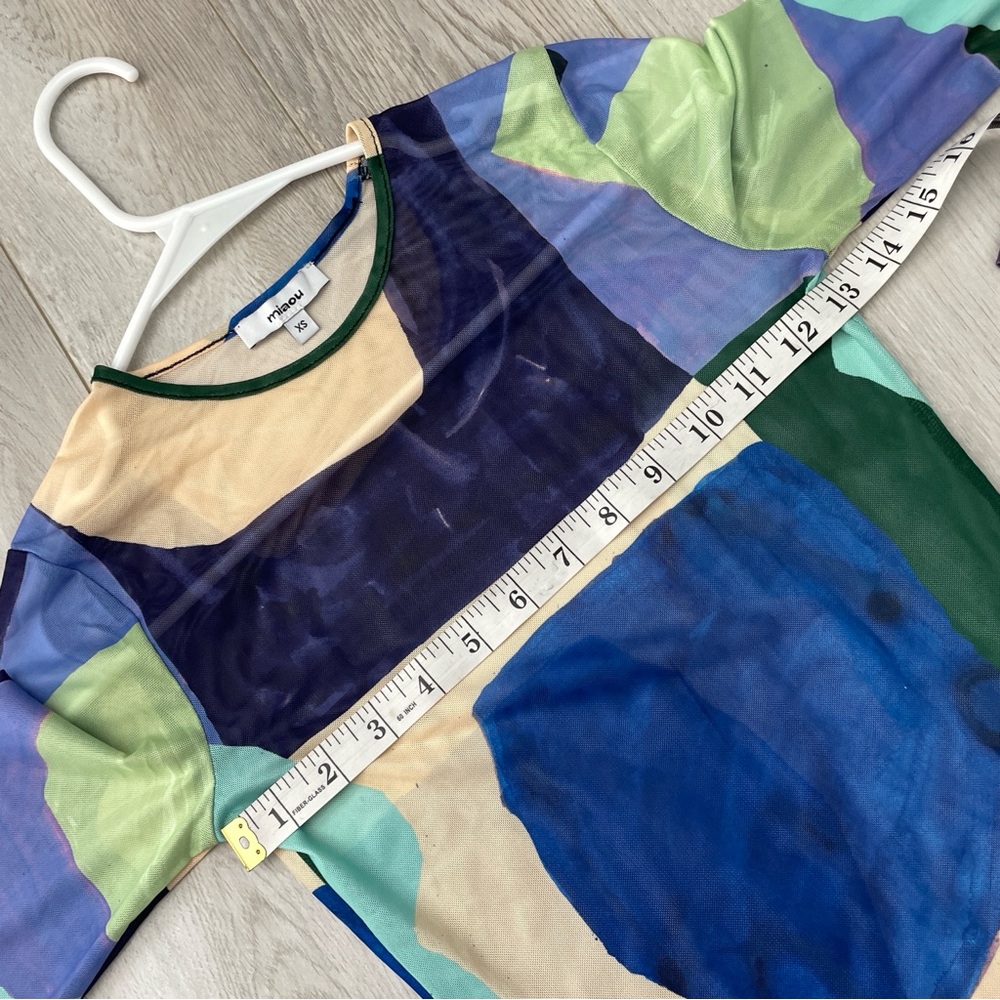 Miaou Mesh Tshirt paloma elsesser long sleeve abstraction print Blue (xsmall) - Picture 4 of 8